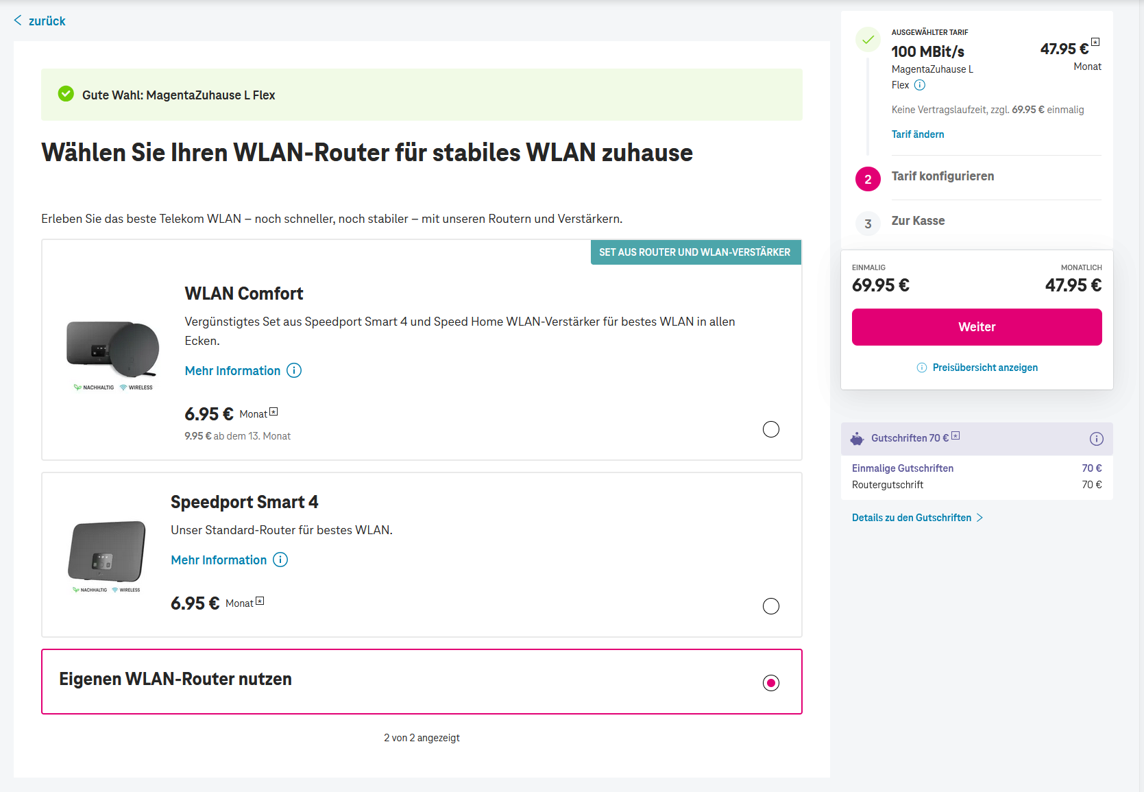 Telekom Routerwahl